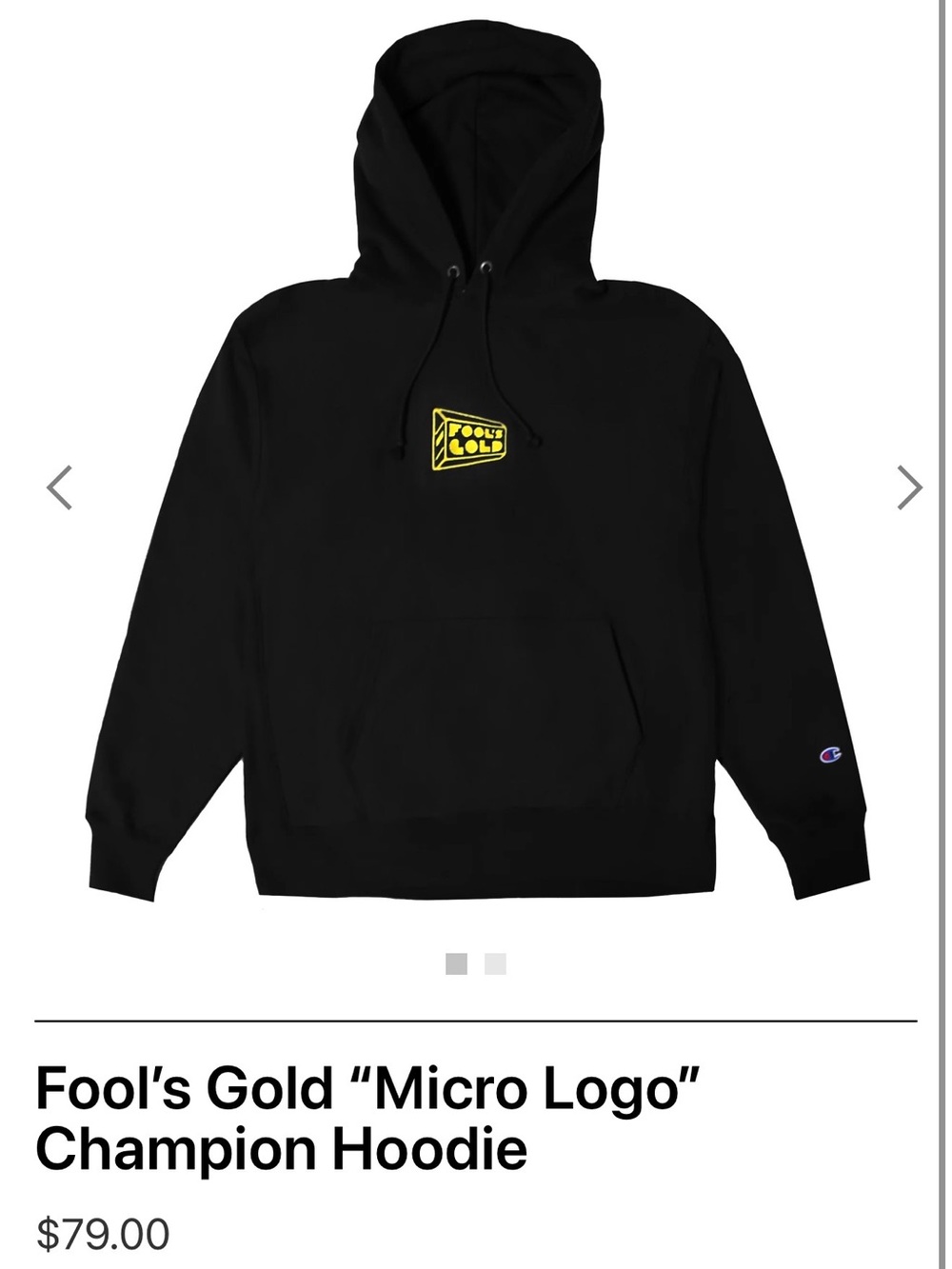 Champion Black Hoodie, FOOL’S GOLD